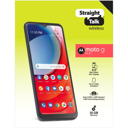 Straight Talk Motorola Moto G Play, 32GB, Blue - Prepaid Smartphone