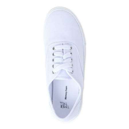 Time and Tru Women's Casual Lace Up Sneakers (Wide Width Available)White,