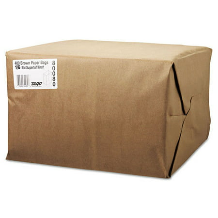 General Grocery Paper Bags, 75 lbs Capacity, 1/6 BBL, 12"w x 7"d x 17"h, Kraft, 400 Bags -BAGSK1675