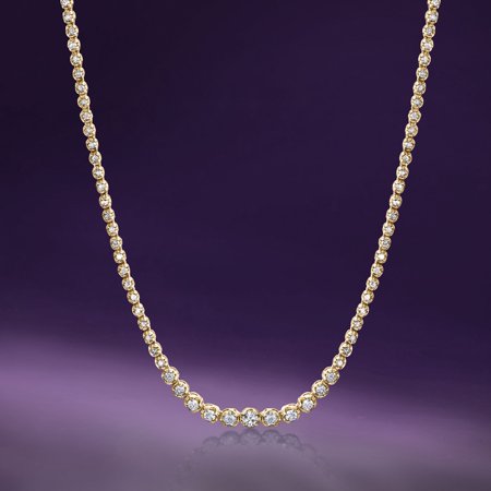 Ross-Simons 3.00 ct. t.w. Graduated Diamond Tennis Necklace in 14kt Yellow Gold