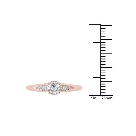 1/6Ct TDW Diamond 10K Rose Gold Cluster Ring Engagement RingRose Gold,
