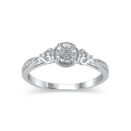 Diamond Accent (I3 clarity, I-J color) Hold My Hand Diamond Promise Ring in 10kt White Gold, Size 8