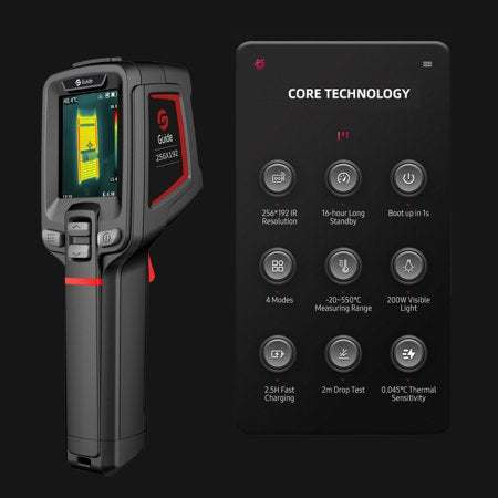 GUIDE PC210 Tool-like Thermal Camera 2000mAh Rechargeable Thermal Imager LCD Digital Industrial Infrared Camera Thermographic Camera Handheld Thermal Imaging Tool 256 ? 192 IR Resolution -20