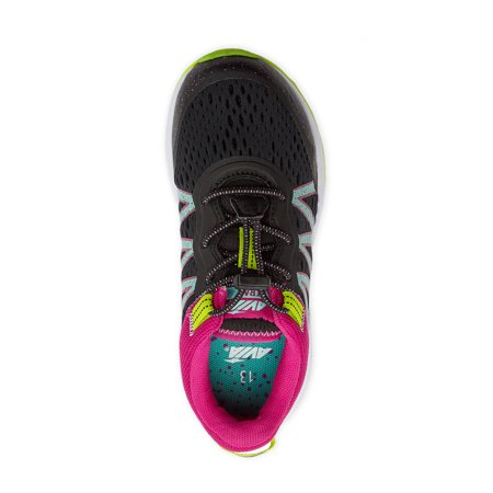Avia Little Girl & Big Girl Trail Runner Sneaker, Sizes 13-6Black,