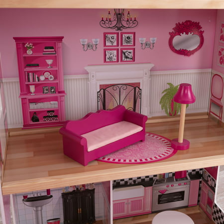 KidKraft Bonita Rose Wood Dollhouse, over 3 feet Tall, with 7 Pieces, for 12-inch Dolls