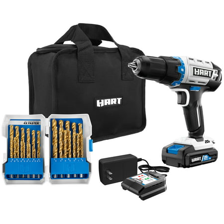HART 20-Volt Cordless 1/2-inch Drill Kit with 29-Piece Accessory and 10-inch Storage Bag, (1) 1.5Ah Lithium-Ion Battery