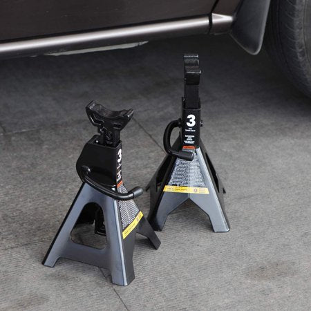 Torin DT43202B Steel Jack Stands: 3 Ton (6,000 lb) Capacity, Black, 1 Pair