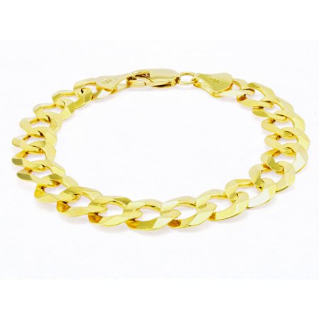 Nuragold 10k Yellow Gold 11.5mm Solid Cuban Curb Link Chain Bracelet, Mens Jewelry Lobster Clasp 8" 8.5" 9"
