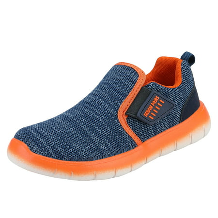 Dream Pairs Kids Boys & Girl Fashion Sneakers Slip On Casual Walking Shoes Luca, NAVY/ORANGE, 1 Little Kid