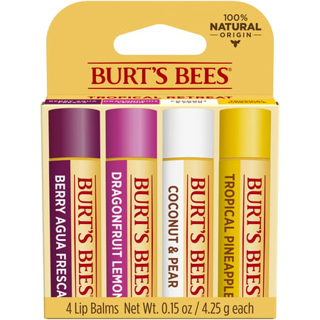 Burt's Bees Moisturizing Lip Balm, Tropical Multi-Pack, 4 Tubes