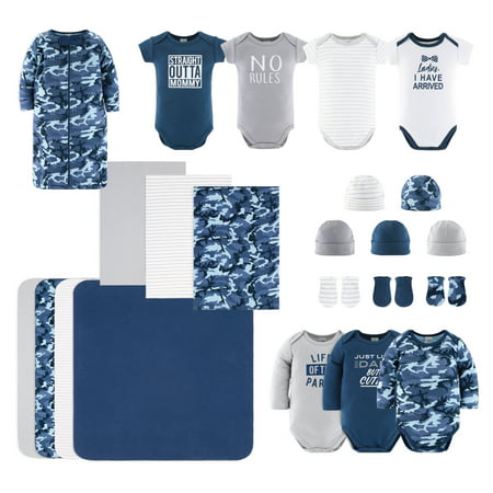 The Peanutshell Newborn Baby Shower Gift Set for Boys, Baby Layette Essentials, Navy, Grey