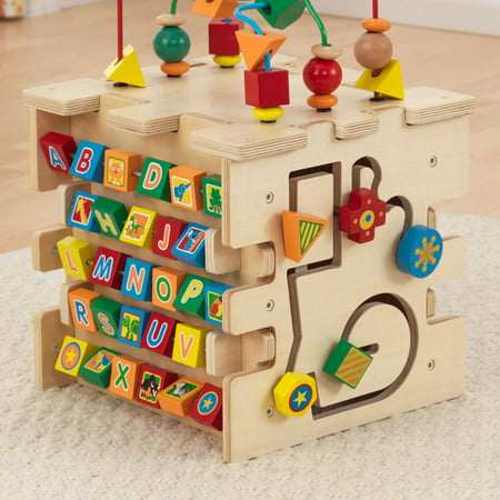 KidKraft Deluxe 5-Sided Wooden Activity Cube Teaches Shapes, Colors, Letters and Numbers