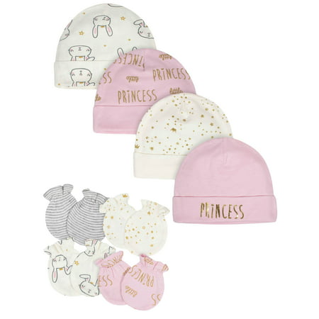 Gerber Baby Girls Caps & Mittens Set, 8-Piece