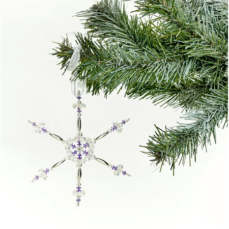 Creativity for Kids Beaded Snowflake Ornaments - Child Craft Kit for Boys and Girls (5 Pieces)