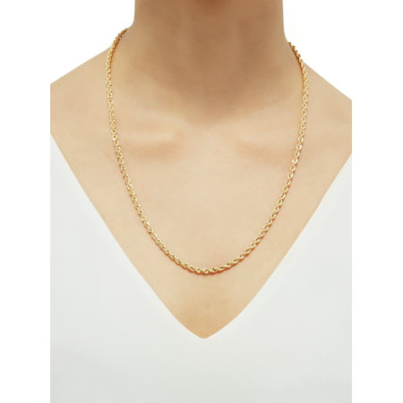 Brilliance Fine Jewelry 10K Yellow Gold Hollow 3.40MM-3.45MM Rope Chain, 24"