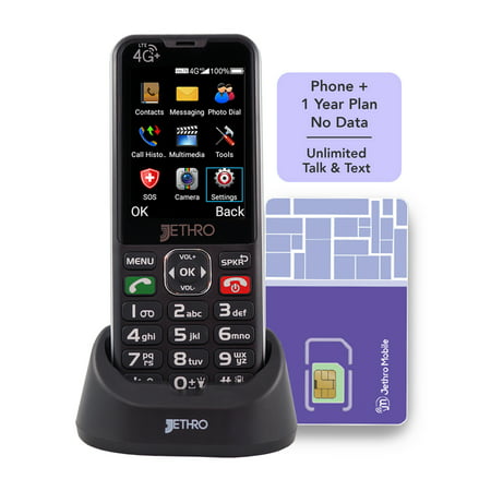 Jethro SC490 4G Big Button Cell Phone for Seniors with 1-Year Jethro Mobile Plan