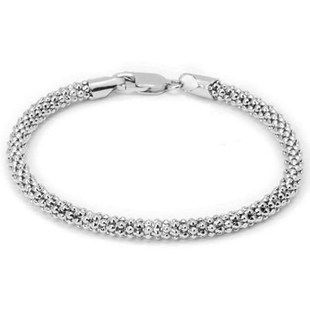 Women's Italian Sterling Silver Popcorn Chain Bracelet, 7.5"