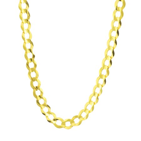 Nuragold 10k Yellow Gold 8mm Solid Cuban Curb Link Chain Necklace, Mens Jewelry with Lobster Clasp 20" - 30"