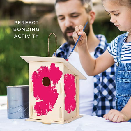 12 Wooden Birdhouses - Crafts For Girls And Boys - Kids Bulk Arts And Crafts Set - 12 Diy