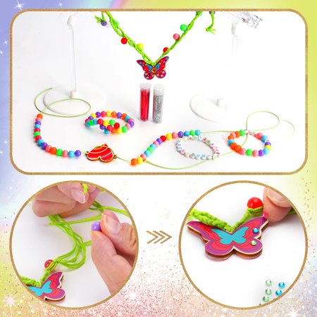 Jewellery Craft Set For 3 4 5 Year Old Girls Art & Craft Kit for Kids Age 6 7 8 DIY Handmade Jewellery Making Kit for Birthday Party Carnival Wedding Halloween Christmas#16003,