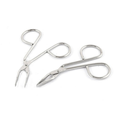 Unique Bargains Beauty Tools Stainless Steel Makeup Eyebrow Tweezer Pluck Silver Tone 2pcsSilver Tone,