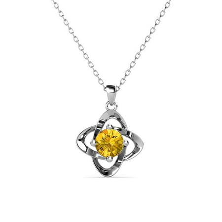 Cate & Chloe Infinity 18k White Gold Plated Birthstone Necklace, Flower Crystal Necklace for Women, Teens, Girls, Anniversary, Birthday Jewelry Gift, Citrine November Birthstone