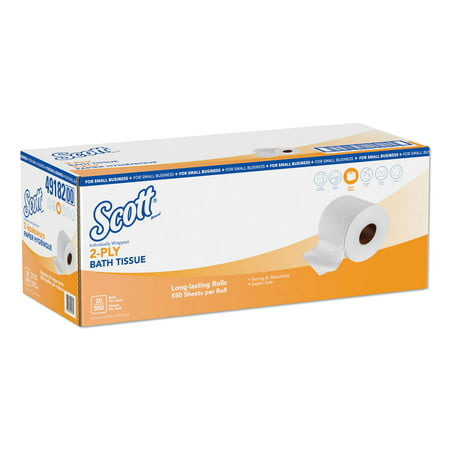 Scott Essential Standard Roll Bathroom Tissue, 2-Ply, White, 550 Sheets/Roll, 20 Rolls/Carton - KCC49182