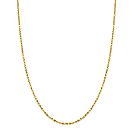 LoveBling 10K Yellow Gold 2mm Diamond Cut Rope Chain Necklace with Lobster Lock (20"), 2 mm