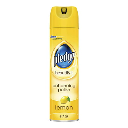 Pledge Beautify It Lemon Enhancing Polish Spray - Removes Dust & Fingerprints. Provides Protective, Glossy Coating 1 Aerosol Spray, 9.7 oz