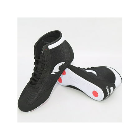 GENILU Kids Anti Slip Breathable High Top Combat Sneaker Round Toe Training Comfort Rubber Sole Wrestling Shoe Black-1 13CBlack-1,