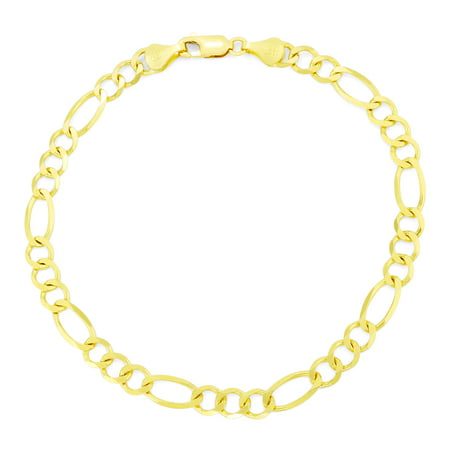 Nuragold 14k Yellow Gold 5.5mm Solid Figaro Chain Link Bracelet, Mens Womens Jewelry 7" 7.5" 8" 8.5" 9"