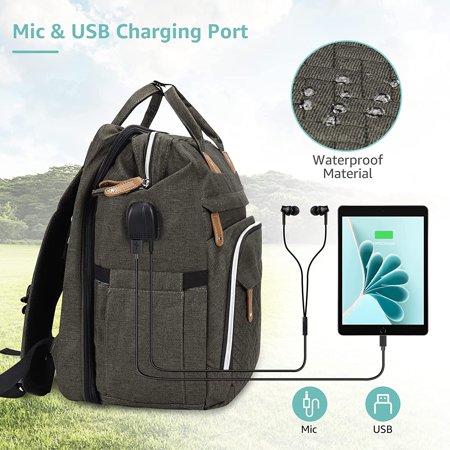 Baby Diaper Bag Backpack, Diaper Changing Station,Waterproof Changing Pad, USB Charging Port, Pacifier Case