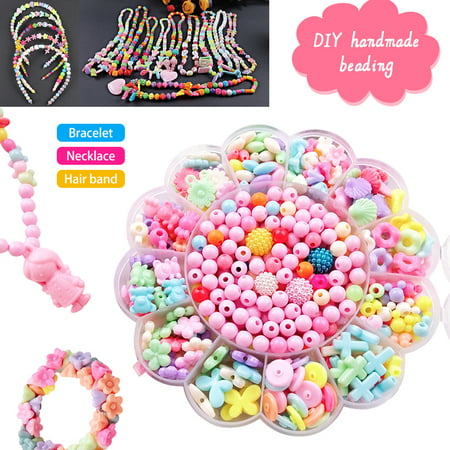 POINTERTECK Craft Beads,Jewelry Making Kit With Storage Box- Arts and Crafts for Girls Age 3,4,5,6,7 Year Old Kids Toys - Hairband Necklace Bracelet and Ring Creativity DIY Set -Ideal Birthday Gifts