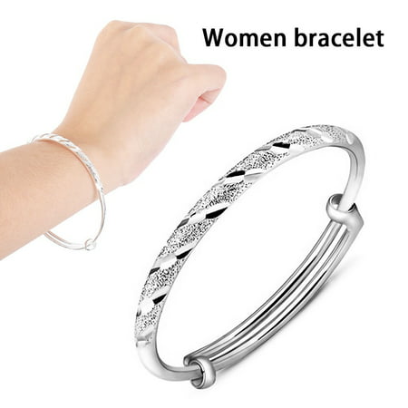 Willstar Adjustable Bangle Plating 925 Silver Bracelet Ladies Jewellery GiftSilver,