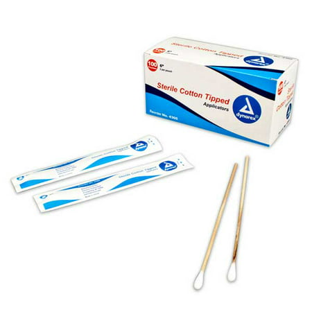 Dynarex Cotton Tipped Wood Applicators Sterile 6" -2s (100/Pack), 6" -2s