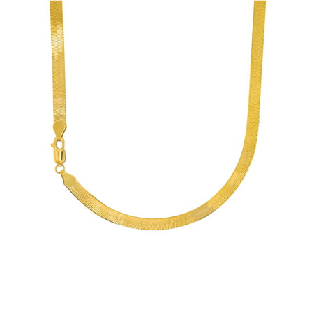 14k Solid Yellow Gold 5mm Super Flexible Silky Imperial Herringbone Necklace- 16 18 20 22 24 26, Yellow, 5