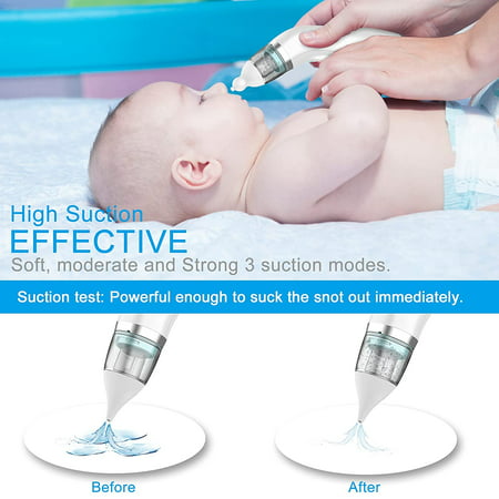 Baby Nasal Aspirator Automatic Snot Sucker Electric Baby Nose Cleaner Nose Mucus Boogies Vacuum Cleaner with 3 Levels of Suction Rechargeable Portable Mucus Remover for Newborn Infant Toddler Kid