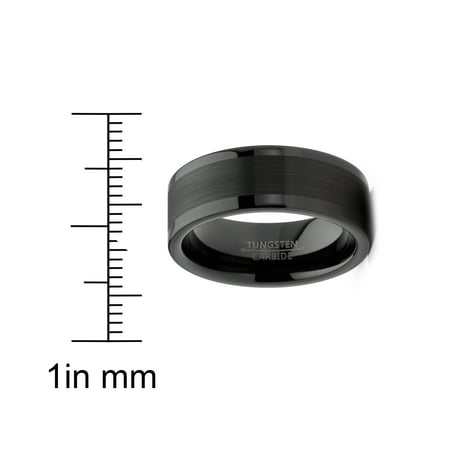 Mens Tungsten Ring Black Wedding Band High-Polish Comfort-fit 8MM, 1 pcs