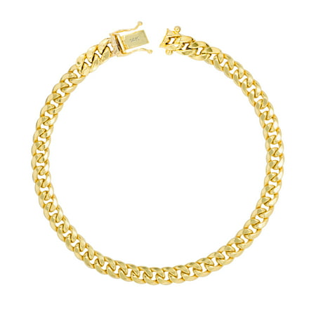 Nuragold 14k Yellow Gold 5.5mm Miami Cuban Link Chain Bracelet, Mens Jewelry Box Clasp 7" 7.5" 8" 8.5" 9"