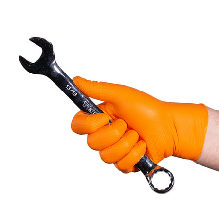 Gloveworks Heavy Duty Nitrile Latex Free Industrial Disposable Gloves, X-Large, Orange, 1000/Case, Orange, XL