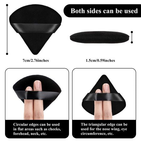 AFANSO Face Triangle Makeup Puff, Powder Puff for Loose Powder Black,12 Pcs