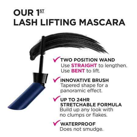 L'Oreal Paris Unlimited Lash Lifting and Lengthening Waterproof Mascara, Blackest Black, 0.25 fl ozBlackest Black,