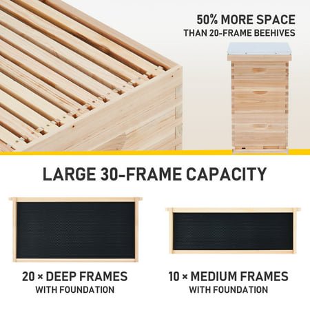 Preenex 30-Frame Hive Frame/Bee Hive Frame with Metal Roof for Beekeeping