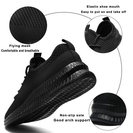Damyuan Shoes for Men Comfortable Walking Casual Shoes Breathable Gym Shoes Lightweight Athletic Sneakers for Men, Black, 11