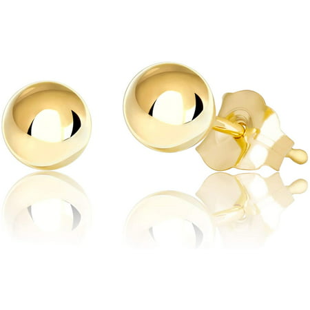14K Gold Polished Ball Gold Stud Earrings 3MM-8MM, Available in Yellow, White, & Rose, 14K Gold Earrings, Next Level Jewelry