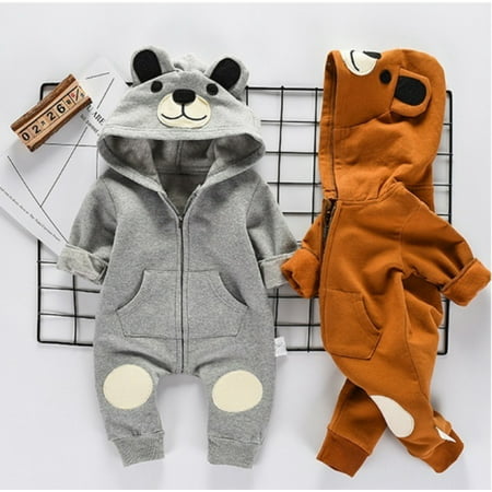 Newborn Baby Clothes Sets Girl Boy Romper Winter Outwear Outfits 0-24M, Orange, 0-6 Months