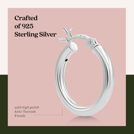 925 Sterling Silver 2.5mm Hoop Earrings - 18mm (3/4"") Diameter, 18mm (3/4") - Small