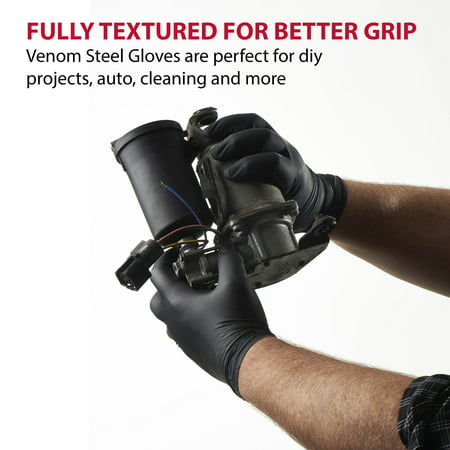 Venom Steel Premium Industrial Black Nitrile Gloves, X-Large, 100 Count, XL