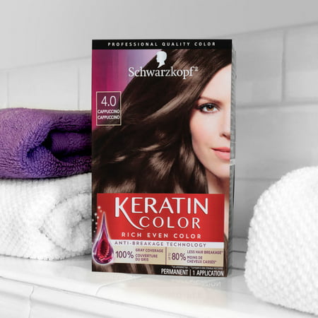 Schwarzkopf Keratin Color Permanent Hair Color Cream, 4.0 Cappuccino4.0 Cappuccino,