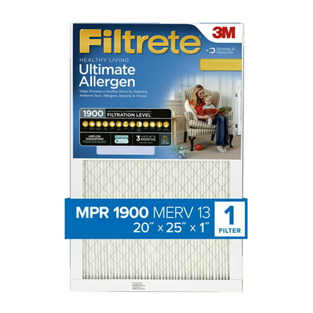 Filtrete by 3M 20x25x1, MERV 13, Ultimate Allergen Reduction HVAC Furnace Air Filter, 1900 MPR, 1 Filter